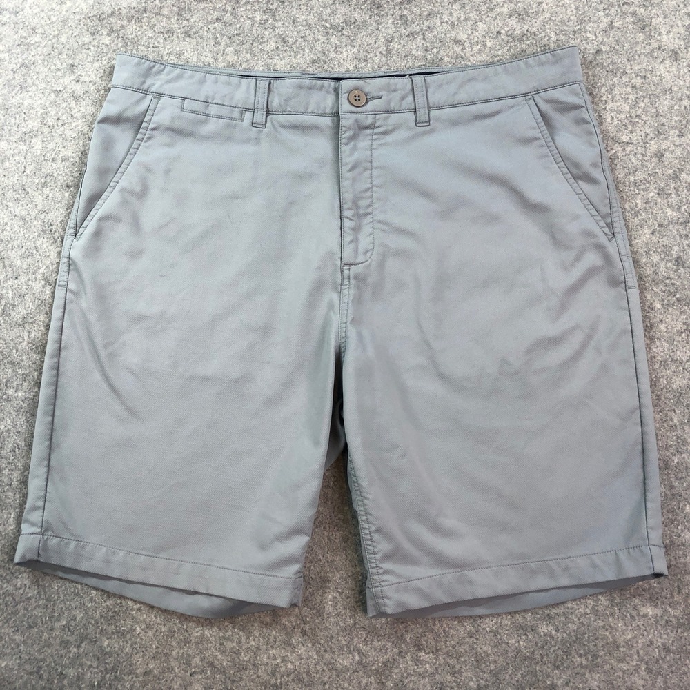 Johnnie O Mens Shorts 36x9 Gray Subtle Grid Stretch Prep Coastal Cotton Hangin